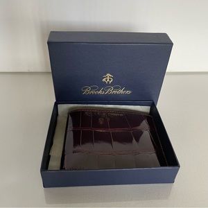 Brooks Brothers Men Wallet American Alligator Made In Italy Brown Brand New